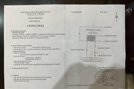 BÁN ĐẤT MẶT ĐƯỜNG NGUYỄN LƯƠNG BẰNG, KIẾN AN, HẢI PHÒNG