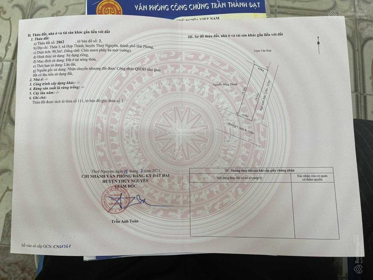 CHỦ NHÀ CẦN BÁN GẤP LÔ ĐẤT ĐẸP TẠI XÃ HỢP THÀNH
