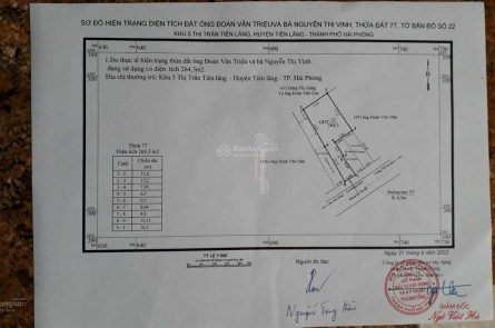 BÁN ĐẤT MẶT ĐƯỜNG TIÊN LÃNG, HẢI PHÒNG