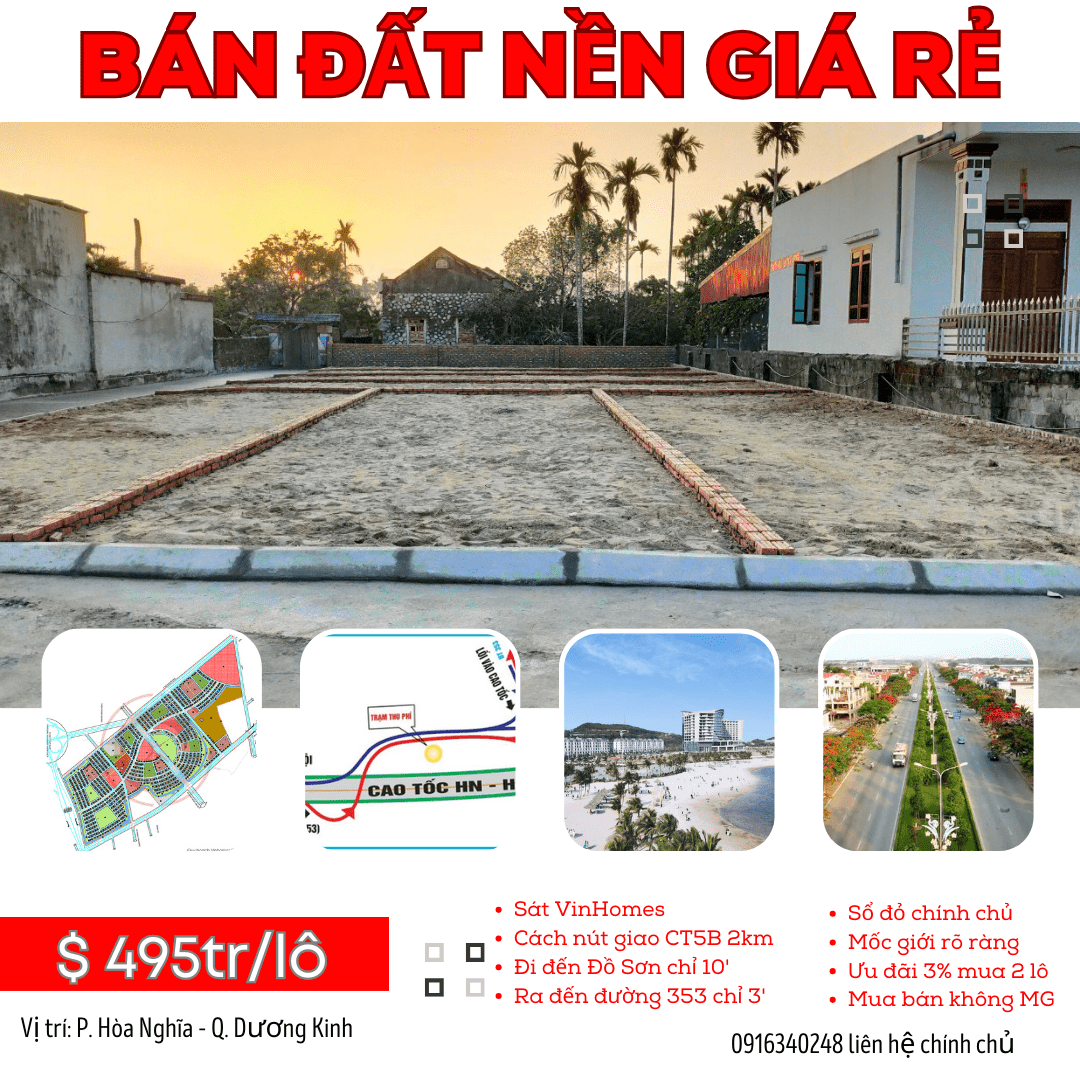 Bán 2 lô liền kề ở gần khu VinHomes Dương Kinh.