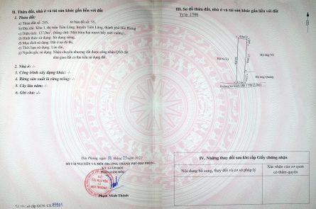 BÁN LÔ ĐẤT THỎ CƯ TẠI KHU 1 - THỊ TRẤN TIÊN LÃNG