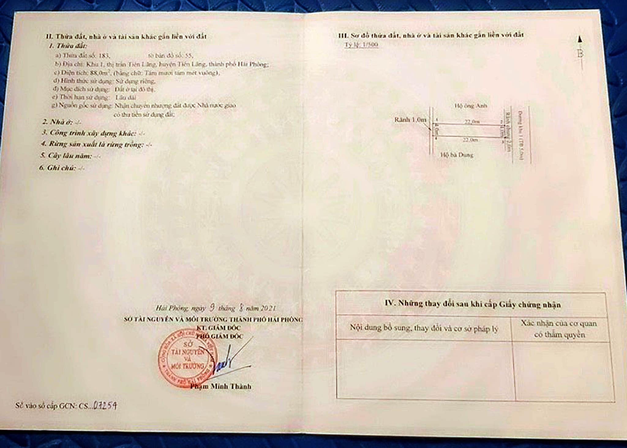 BÁN LÔ ĐẤT TẠI KHI 1 - TT TIÊN LÃNG - HẢI PHÒNG