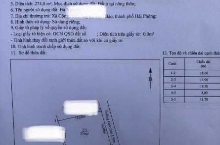 BÁN ĐẤT TẠI HÀ DƯƠNG - CỘNG HIỀN  - VĨNH BÀO